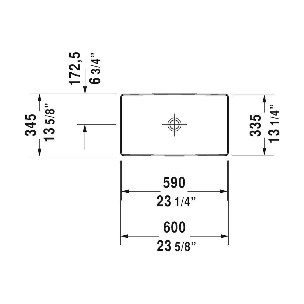 Duravit 235560 DuraSquare Without Tap Hole Washbowl